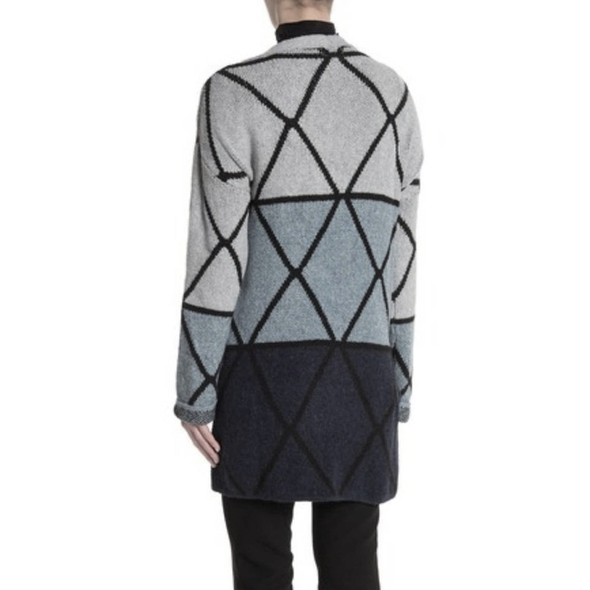 Joseph Open Front Cardigan Sweater Long Sleeve geometric design large NEW