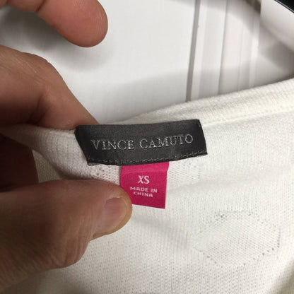 NWT Vince Camuto Cream Floating Fringe Dot Sweater Size XSmall Long sleeve XS