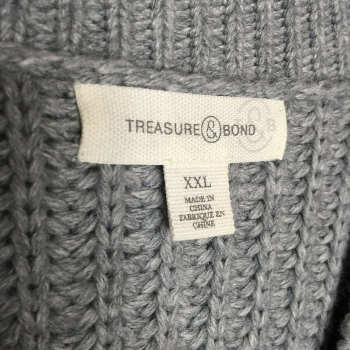 Treasure & Bond V-Neck Pullover Knitted Sweater Dolman Sleeve XXL Grey NEW 2XL