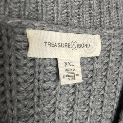 Treasure & Bond V-Neck Pullover Knitted Sweater Dolman Sleeve XXL Grey NEW 2XL