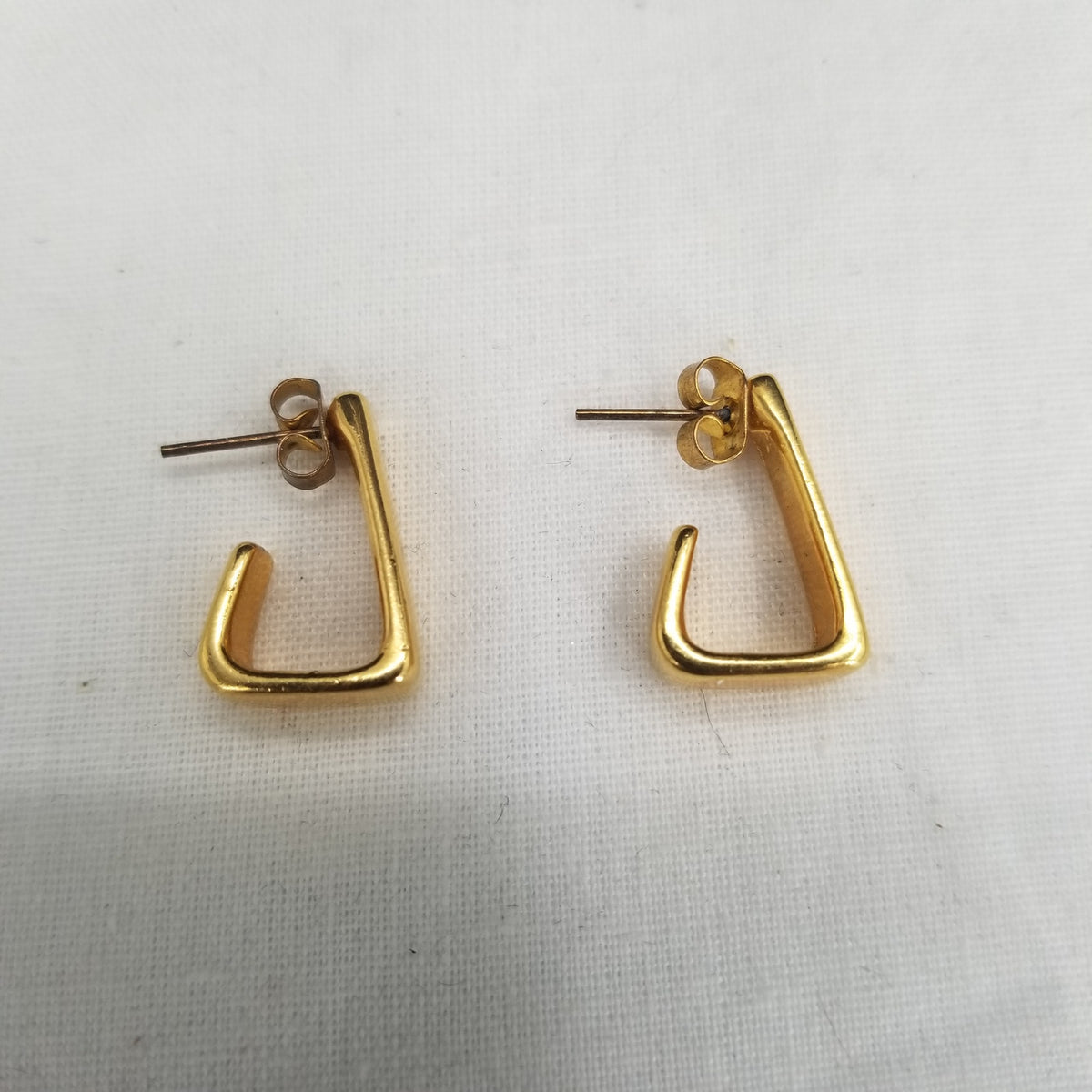 Vintage Golden Triangular Post Hoops Wrap Around Earlobe Earrings