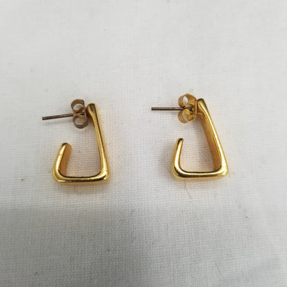 Vintage Golden Triangular Post Hoops Wrap Around Earlobe Earrings