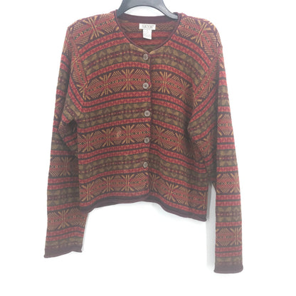 SKYR Long Sleeve Tribal Warm tone Cardigan Sweater Aztec Print Multicolor Medium