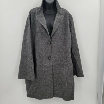 T Tahari Long Sleeve Front 2 Button Trench Coat Lapel Collar Gray 3X