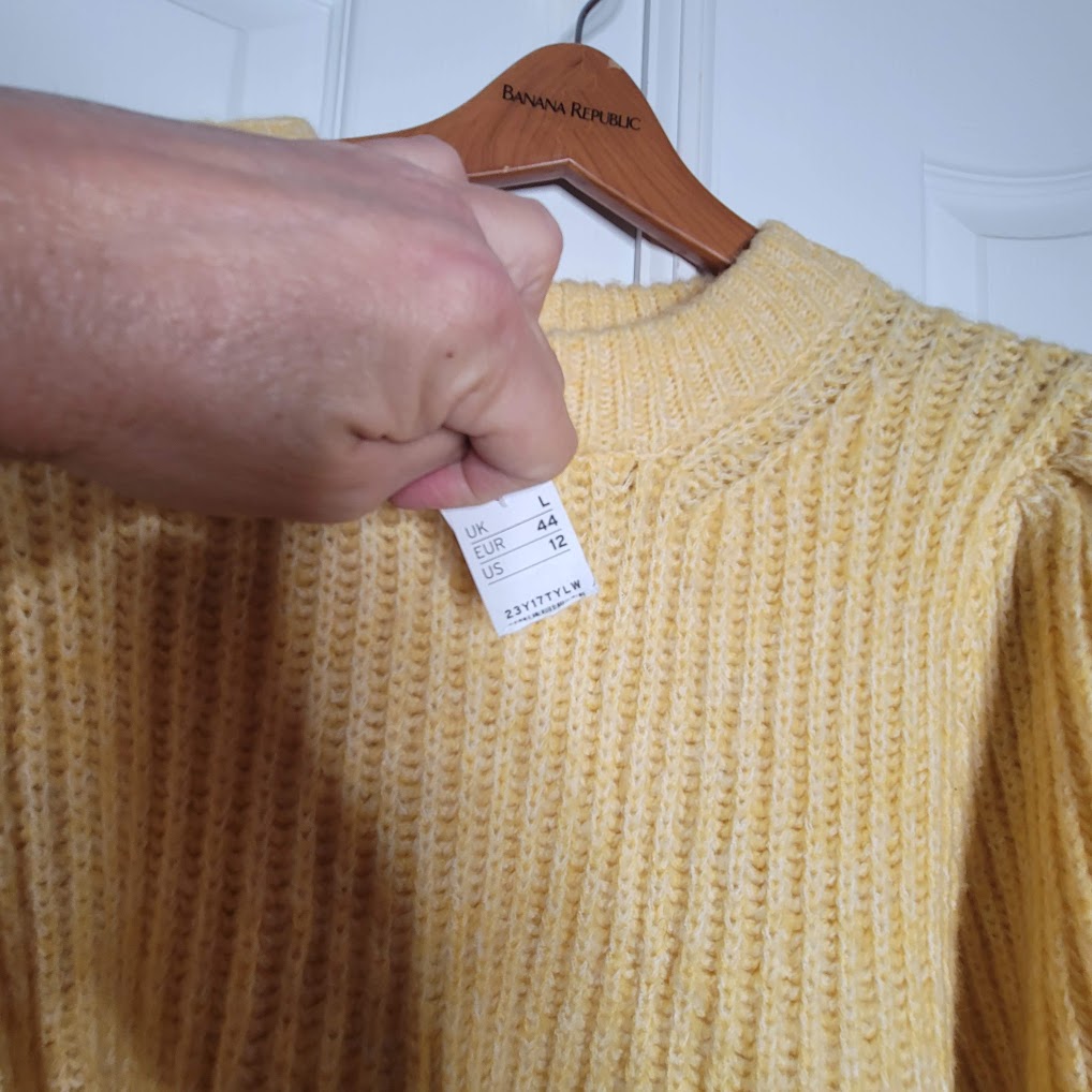 TopShop Size 12 large Knit Yellow Sweater Round Neck Pouf Long Sleeve Chunky NEW