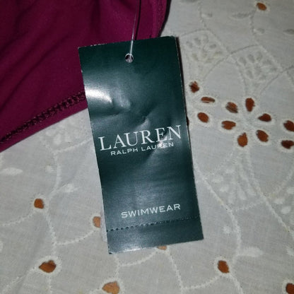 Lauren by Ralph Lauren Swimwear Bikini Bottom Nylon Plum Purple Size US 14 NWT