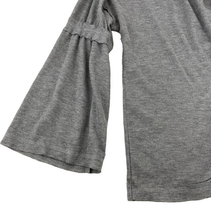 Baea Los Angeles Raw Seams Waffle Thermal Bell Sleeve Top Sz Small Grey NWT