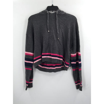 Court & Rowe Wool/Alpaca Pullover Hoodie Long Sleeve Stripe Gray Small NEW
