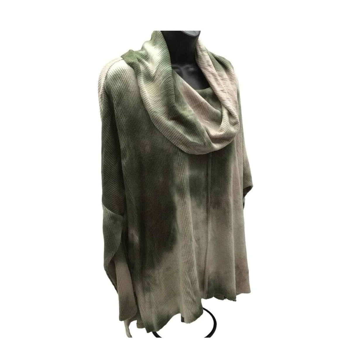 Status by Chenault Tunic Top Oversize Size Medium Olive and Cream Tie Dye NWT