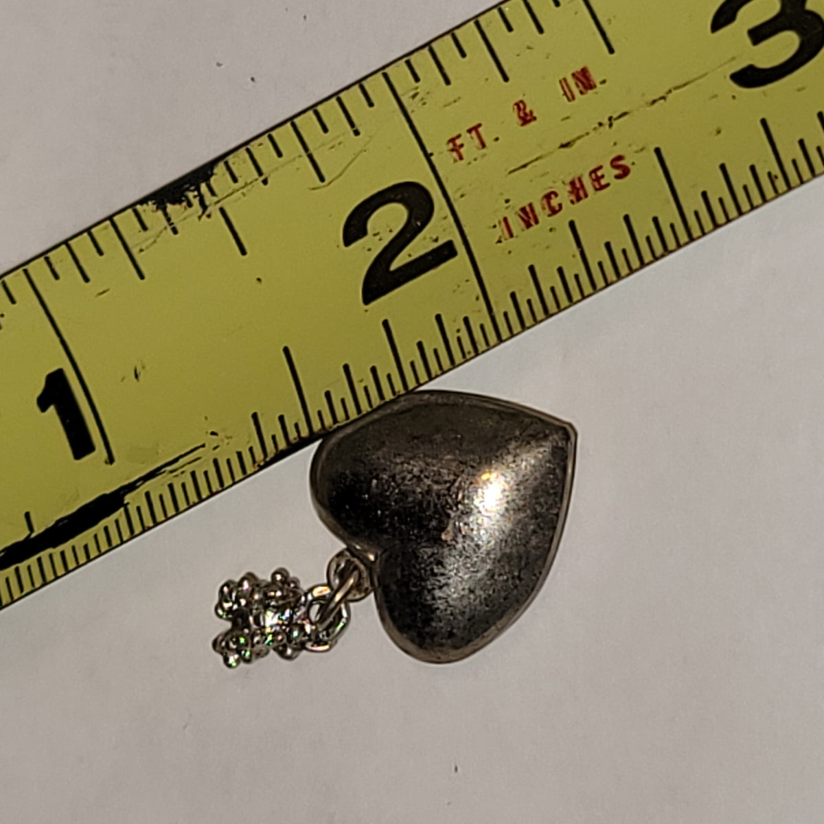 Vintage Silver 3D heart charm pendant