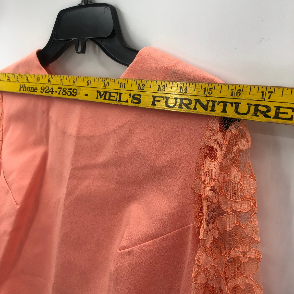 Vintage Womens Embroidered Lace Long Sleeve Mini Dress Orange 33 Inches