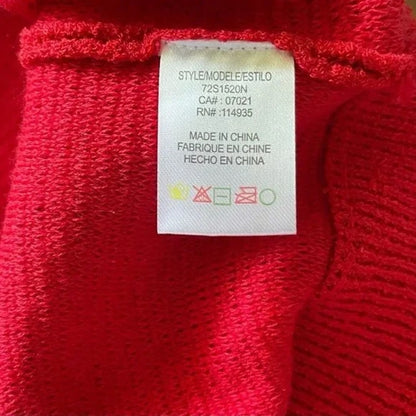 RDI Womens Pullover Sweater Large Poppy Red NWT Long Sleeves Horizontal Rib Knit
