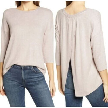 Bobeau Crisscross Split Back 3/4 Sleeve Top Sz XS/Extra Small Adobe Rose NWT