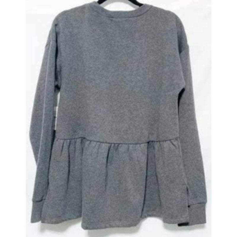 14th & Union Women's Top Small Charcoal Heather Grey/Gray NEW Peplum Hem Sweater