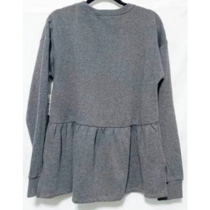 14th & Union Women's Top Small Charcoal Heather Grey/Gray NEW Peplum Hem Sweater