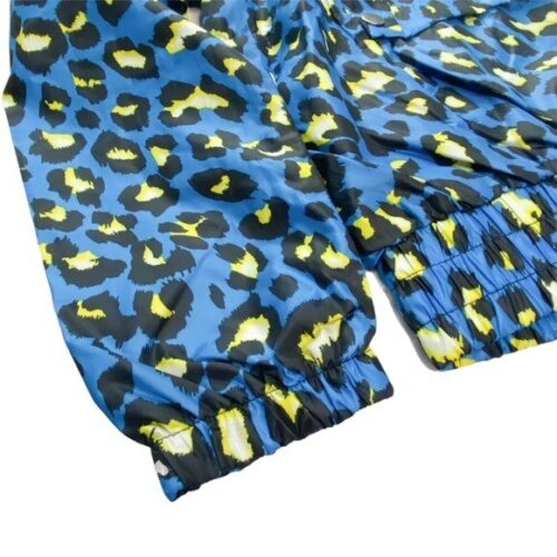Say What? Blue Animal Print Large NEW Hooded Lightweight Zipper Jacket Raingear