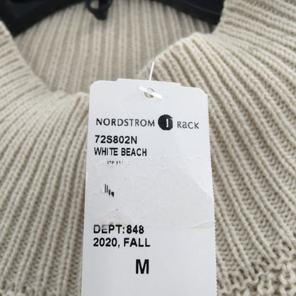 RDI Tunic Sweater Mock Neck Kangaroo Pockets Ribbed White Beach Size Medium