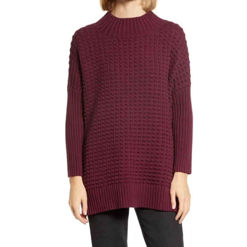 French Connection Mozart Popcorn Jumper Berry OVERSIZE WINE Small Sweater NEW