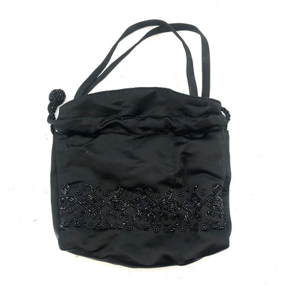 Ann Taylor Women's Beaded Drwastring Closure Bucket Bag Black Size One