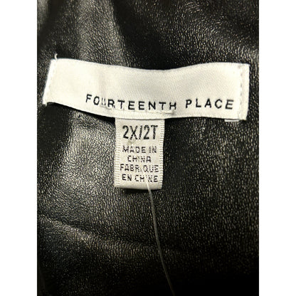 Fourteenth Place NWT Faux Black Leather Legging  Pant High Rise Wide Size 2X
