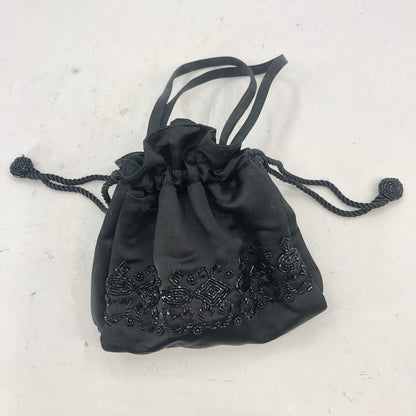Ann Taylor Women's Beaded Drwastring Closure Bucket Bag Black Size One