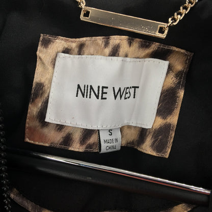 Nine West Faux Fur Trim Hooded Parka Coat Jacket Long Sleeve Black Size Small