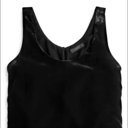 J. Crew NWT Petite Black V-Neck Velvet Tank Top Size 4P