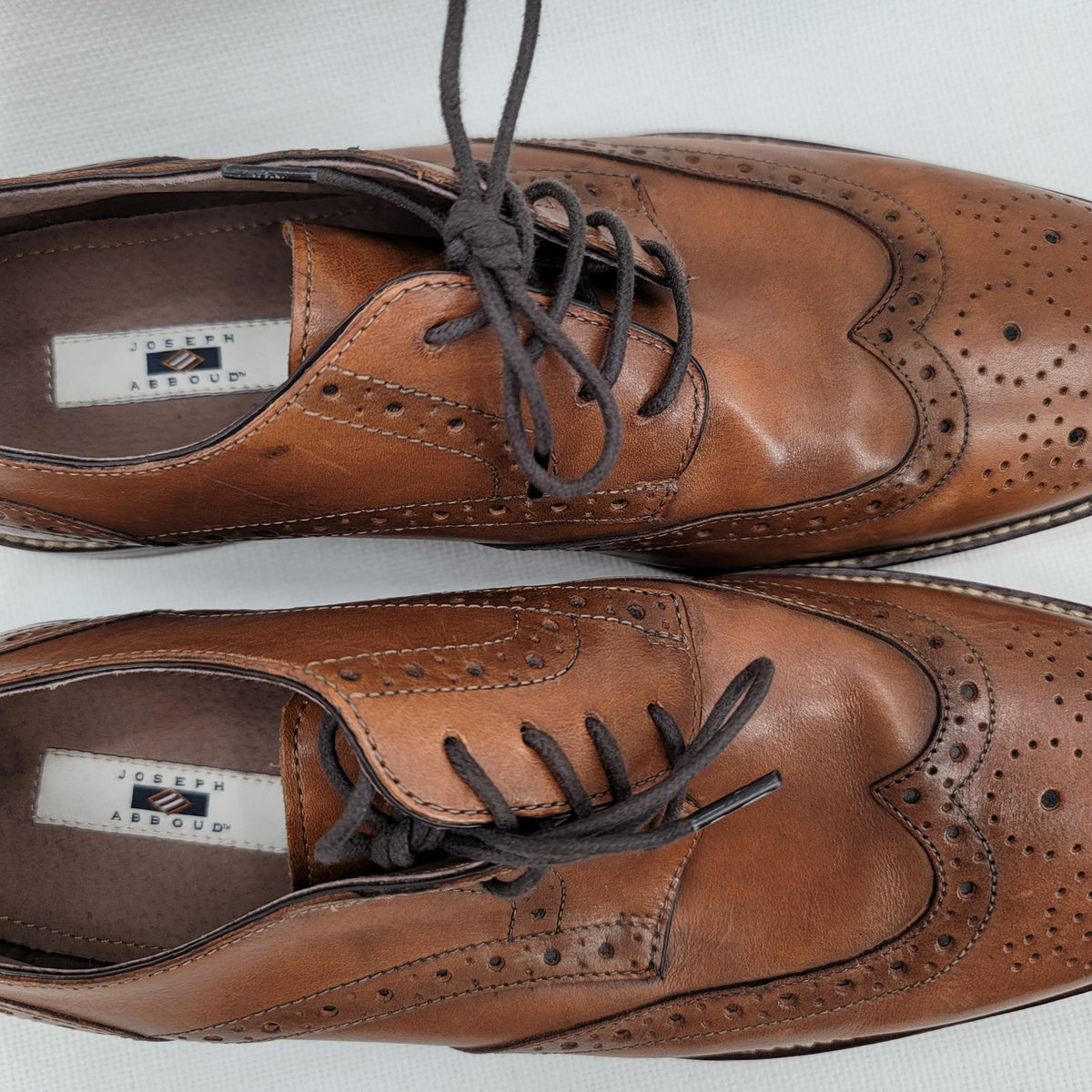 Joseph Abboud Medallion Cap Toe Oxfords Shoes Brown Italian leather Size 8.5