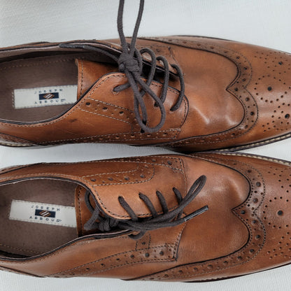 Joseph Abboud Medallion Cap Toe Oxfords Shoes Brown Italian leather Size 8.5