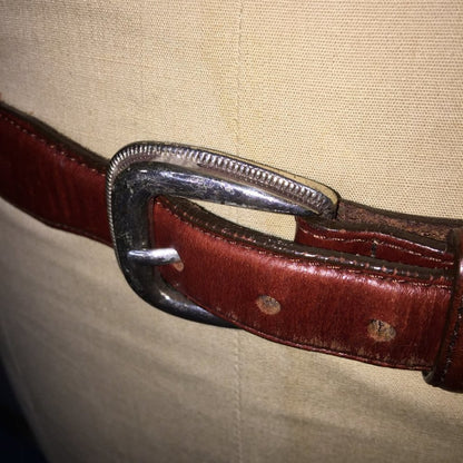 Brighton Leather Basket weave Belt Silver Buckle chestnut cherry