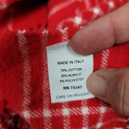 Nido Notte Red White Plaid tassel Italian picnic blanket throw 67" long 51" wide