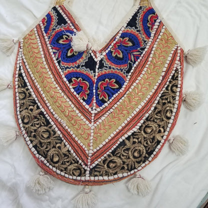 Reclaimed Fabric Indian shoulder purse Gypsy Boho Hippy Bucket Bag 17" X 28" NEW
