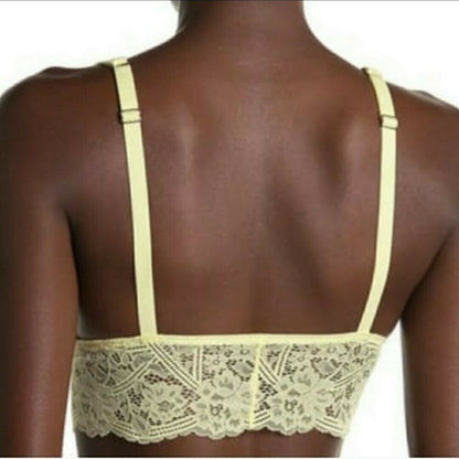 Free People Lace Teegan Bralette Daybreak Yellow Bra Size Medium - $38 - NWT