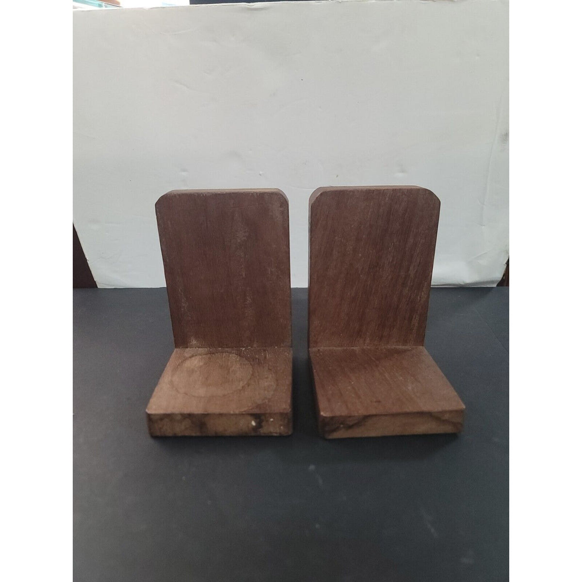 Superb Handtooled Arts and Crafts Wood Bookends Walnut ENGLISH CLASSIC