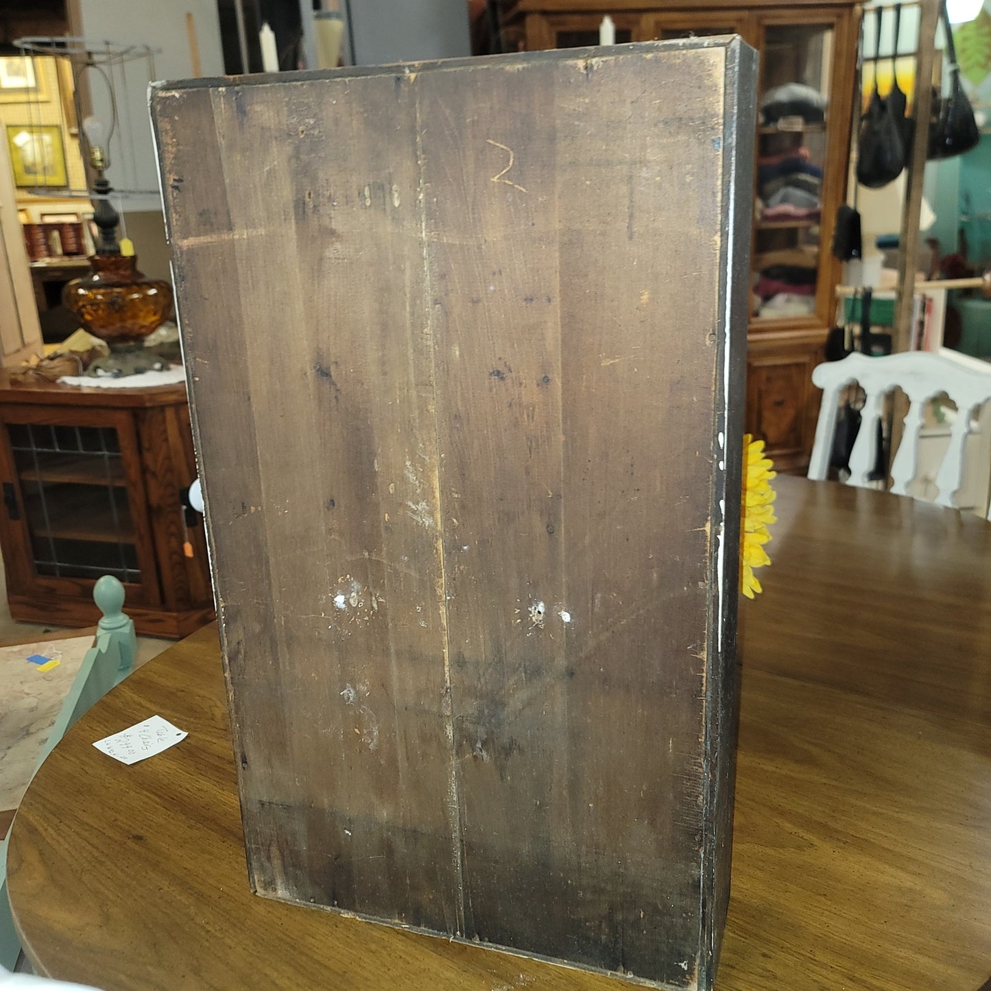 South Georgia Clock Co. Table wood clock damaged walnut veneer case key pendulum