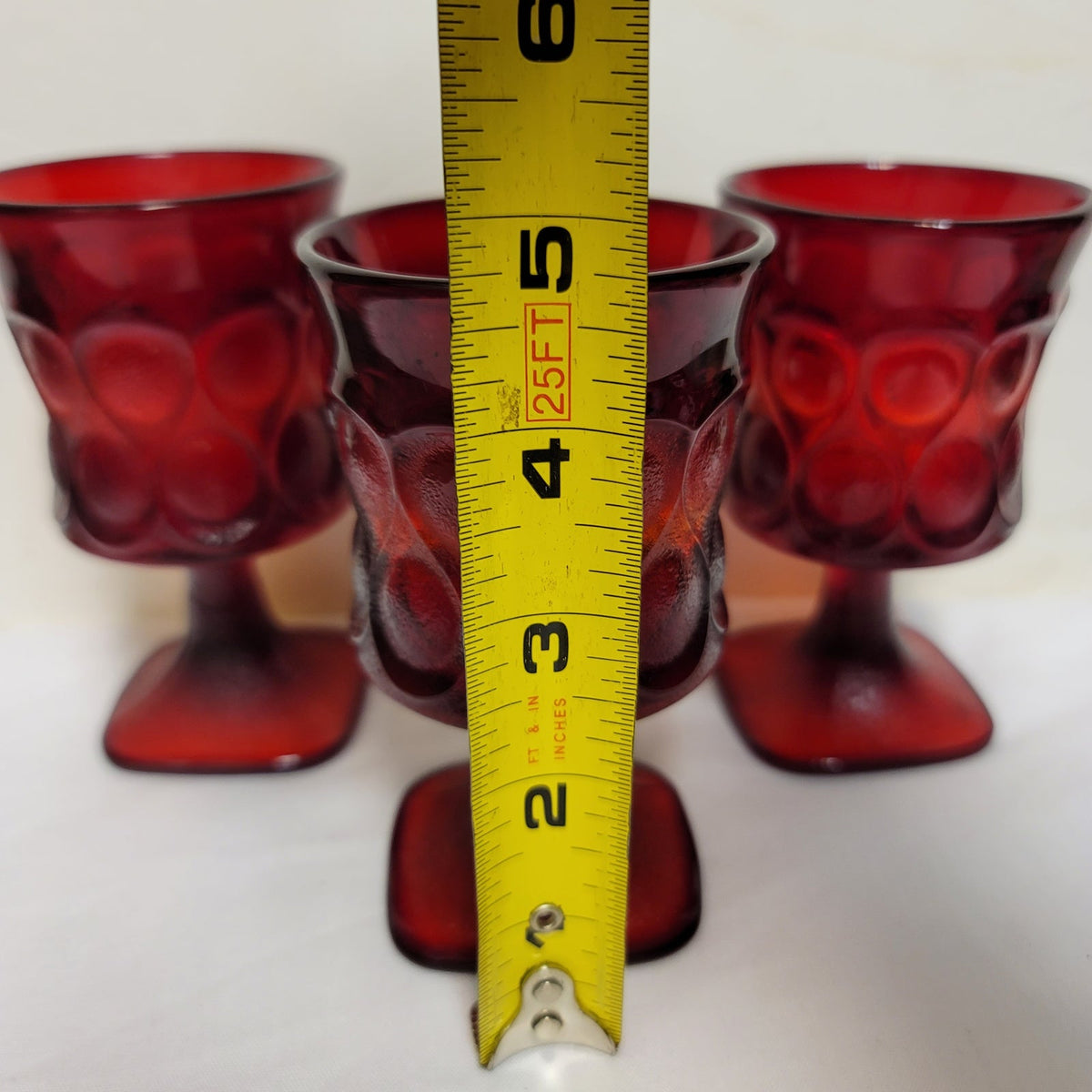 Noritake SET 3 Red Spotlight stemware footed dimple wine sherry glasses 4.3/4"