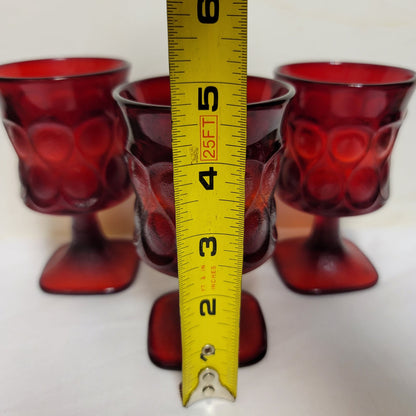 Noritake SET 3 Red Spotlight stemware footed dimple wine sherry glasses 4.3/4"