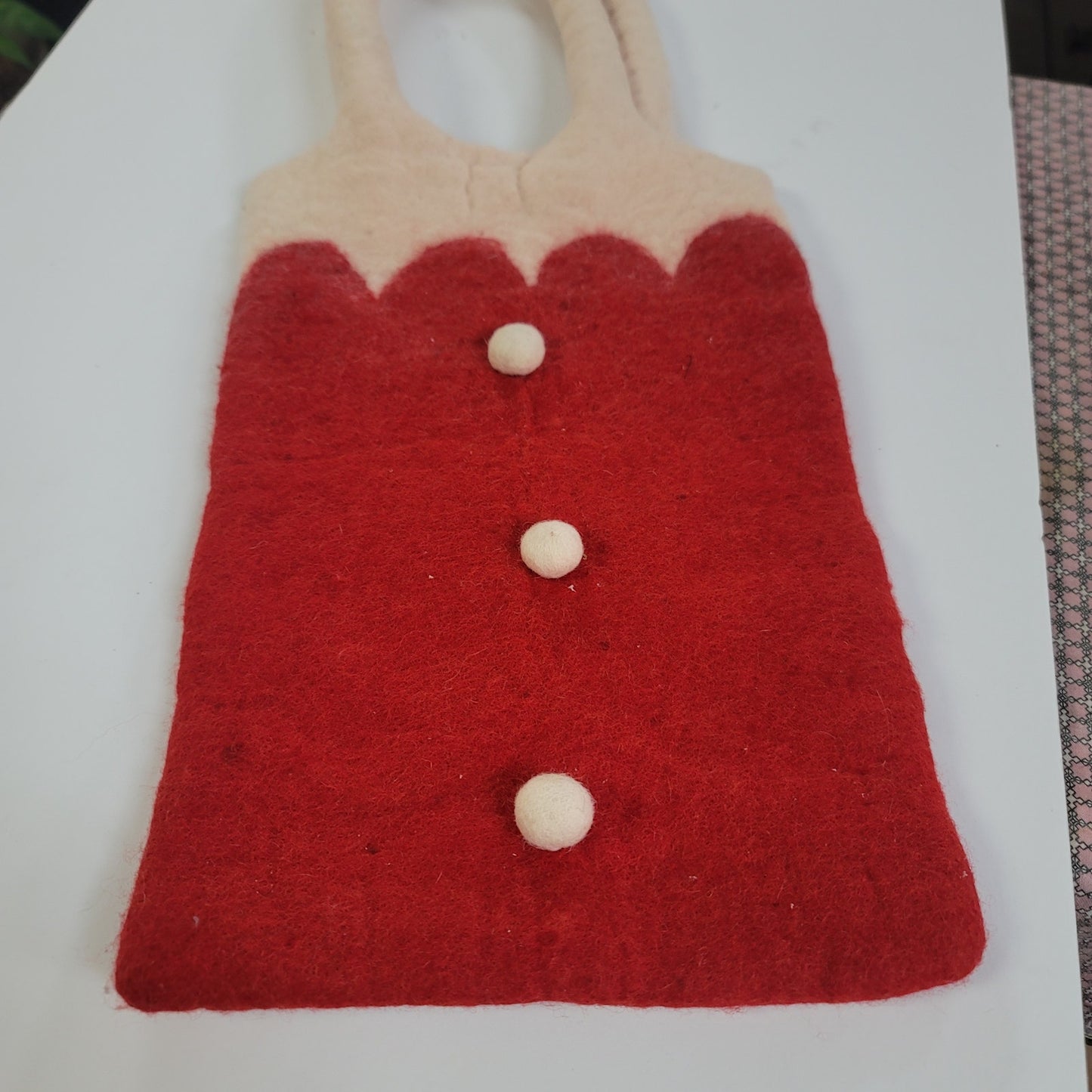 Seasons of Cannon Falls Red White felt purse Holiday Wool Shouilder Tote VINTAGE