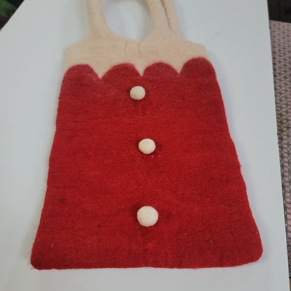 Seasons of Cannon Falls Red White felt purse Holiday Wool Shouilder Tote VINTAGE