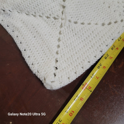 Crochet purple white raise flower blanket coverlet Handmade twin full bedspread