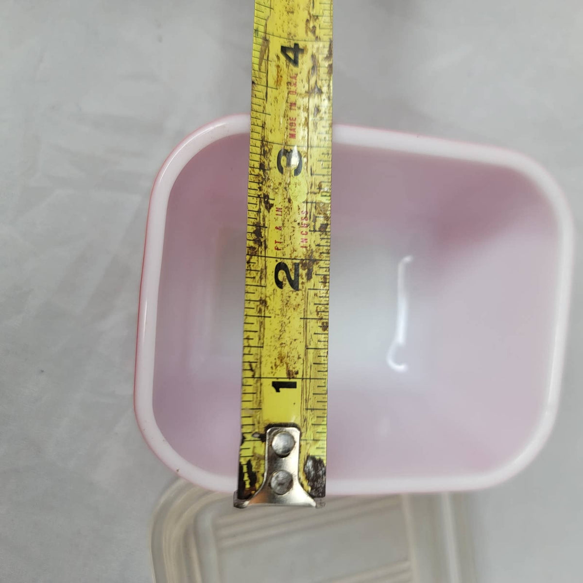PYREX red refrigerator container storage glass dish lid VINTAGE 4 1/4" x 3 1/4"