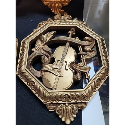 Homco Home Interiors SYROCO Musical Wall Art Set Decor set Of 4 Gold