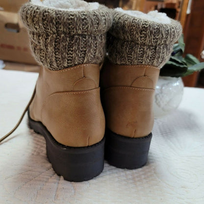 NWT MIA Marylyn Boot Round Toe Lace-Up Faux Leather Size 8M New lined