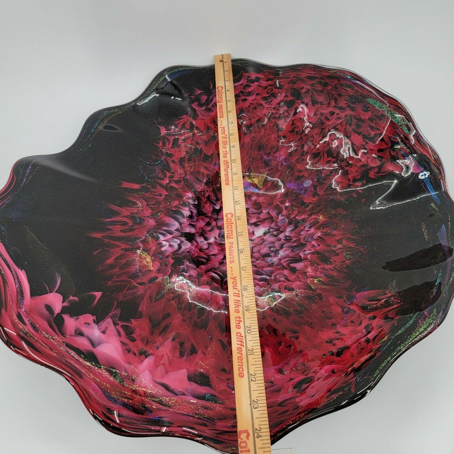 White Elk Hand Blown Art Glass Footed Bowl Eagles Nebula Marty Holmes VISION