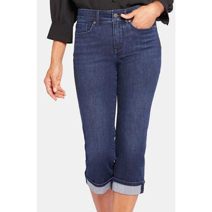NYDJ Marilyn Straight Crop Cuff Jeans Size 6 in Bezel Blue Dark Wash NWT