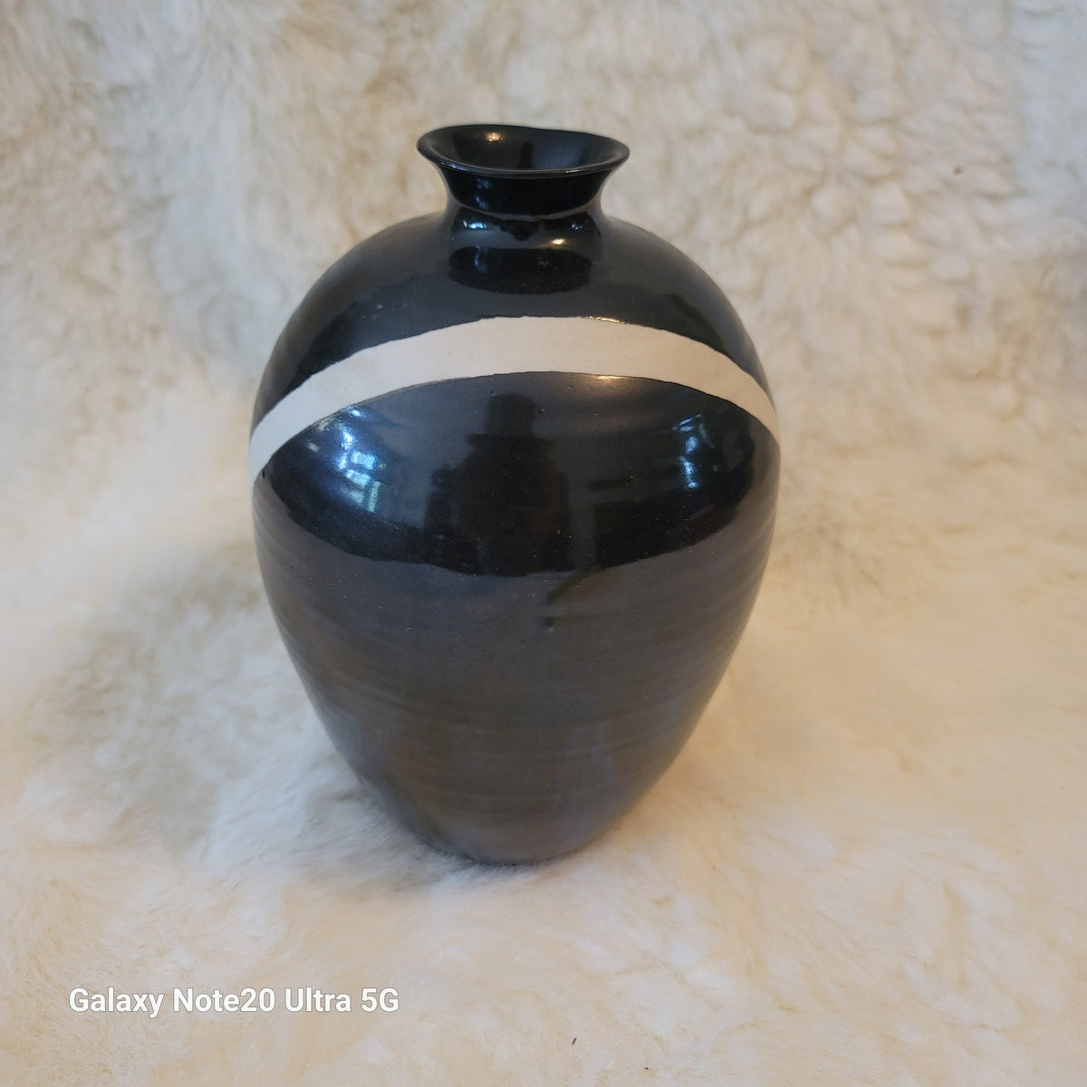 1982 Jan Valerie Art Pottery Black White Vintage Monochromatic Vase Contemporary