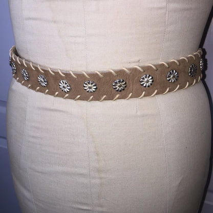Compagnie Internationale Express Leather Belt Made Italy SMALL whipstitch tan