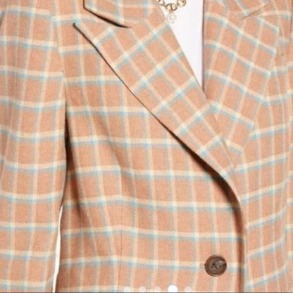 Something Navy NWT Single Breasted Plaid Wool Blend Long Coat Size Large Jacket