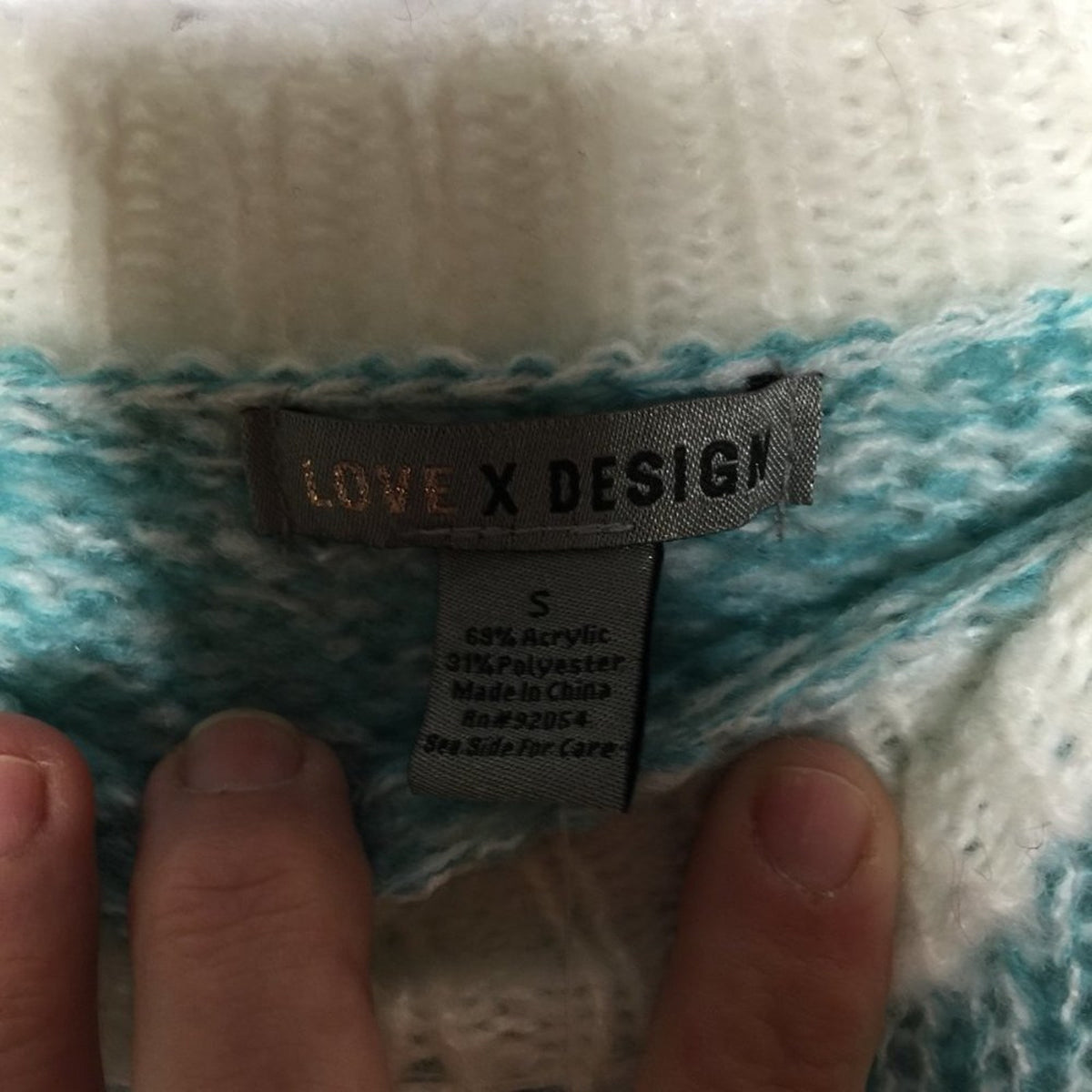 Love X Design Pullover Sweater Long Sleeve Stripe Soft Pastels Size SMALL NEW