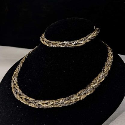 Premier Designs Vintage Necklace Bracelet Set braided 24"